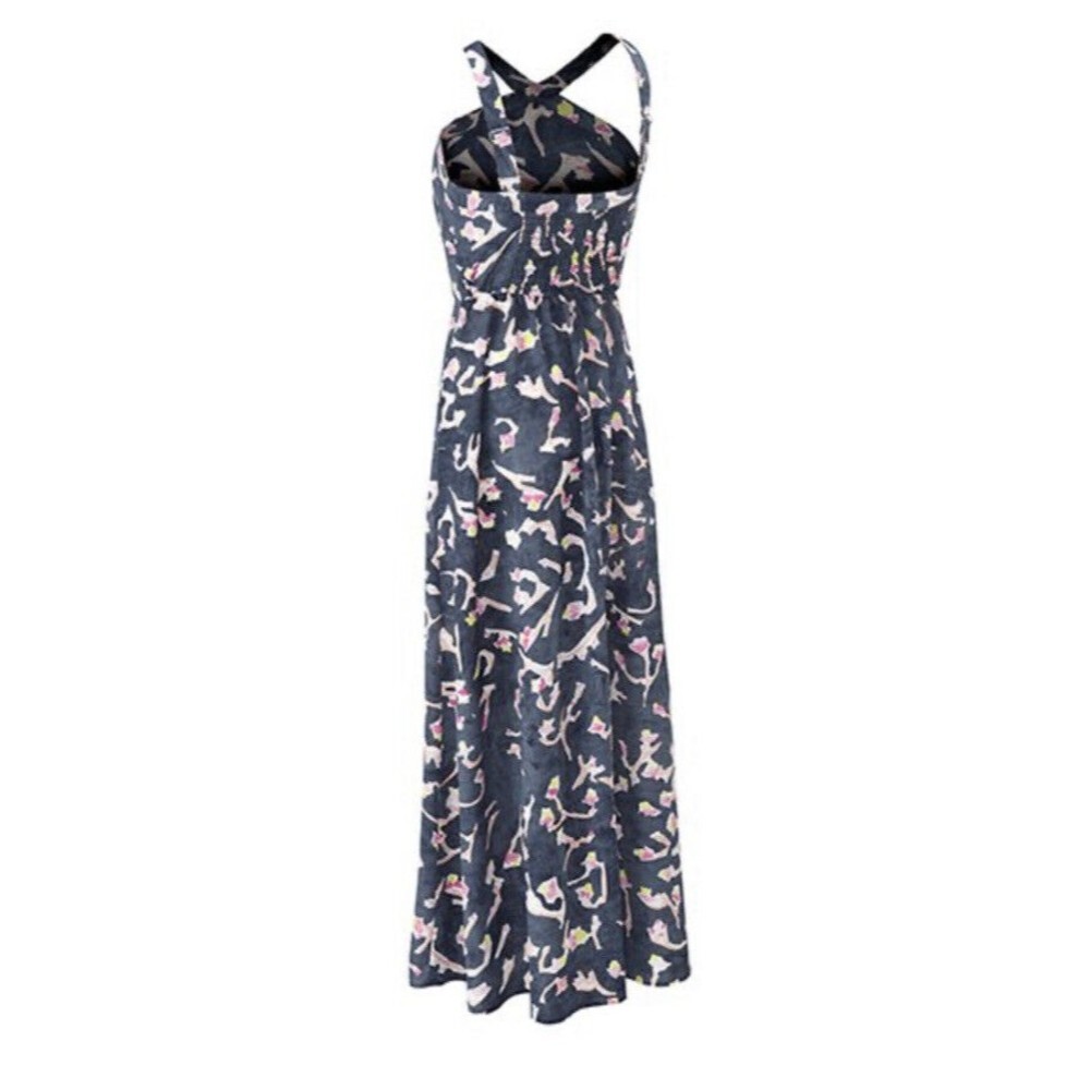 CAbi Dress Women's Size 4 Blue Watercolor Print‎ Aurora Paradise Maxi Halter - Picture 4 of 14